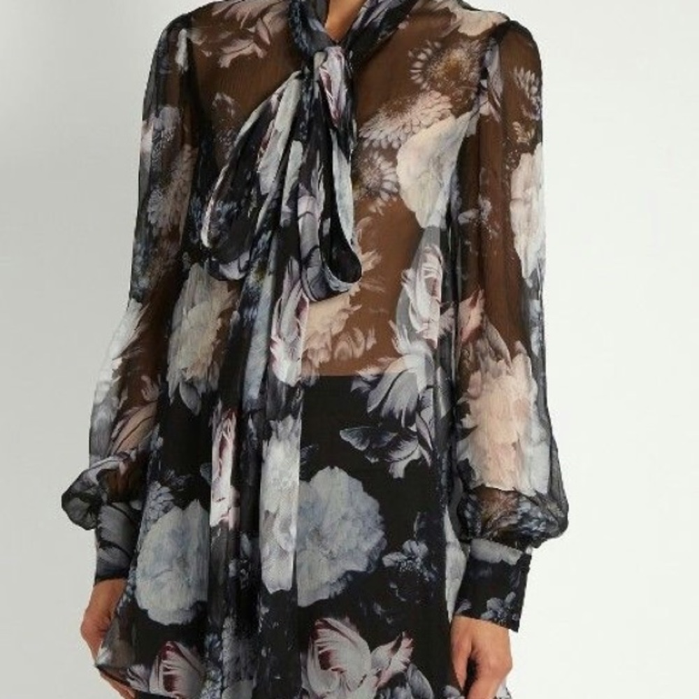 Alexander Mcqueen - 100% silk floral blouse
